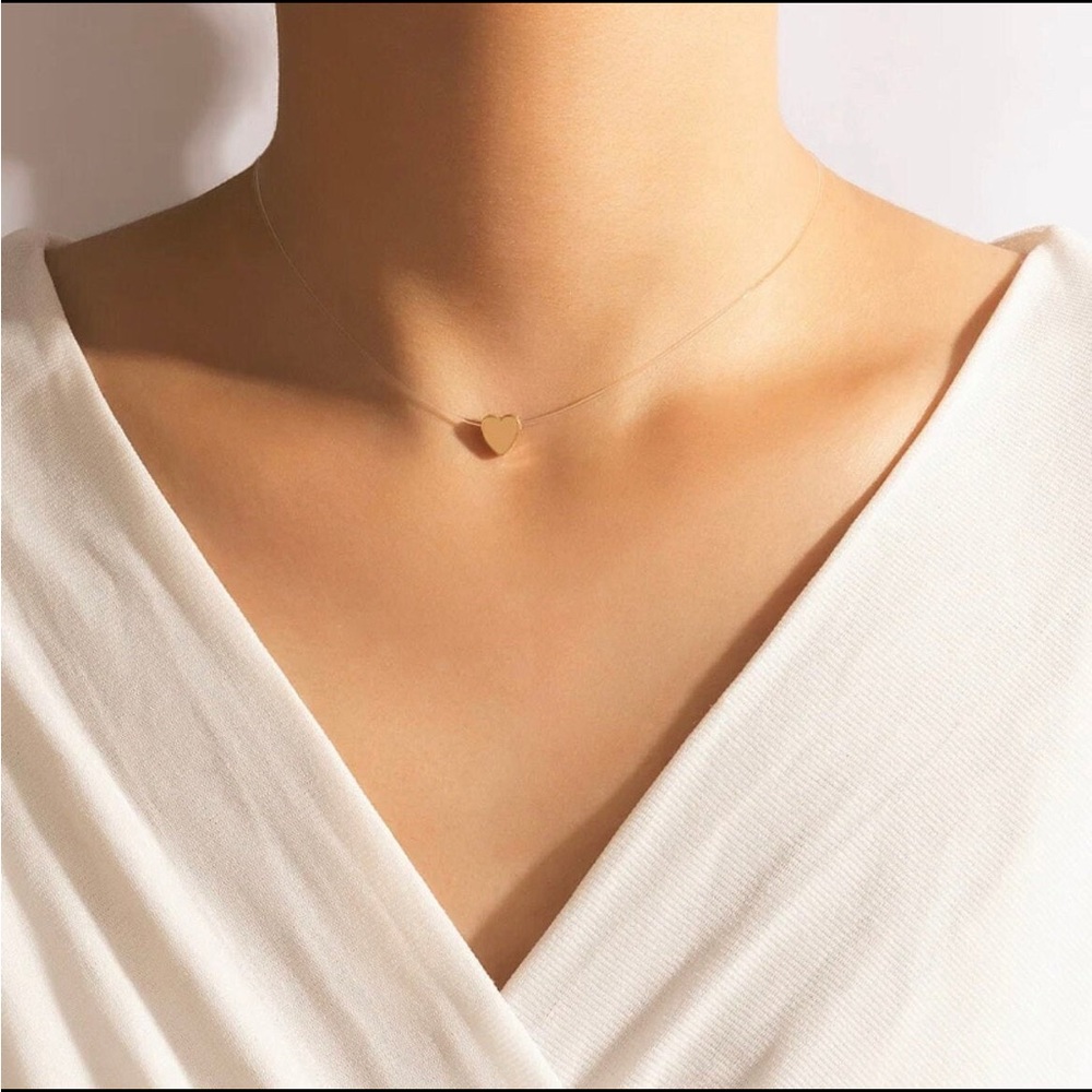 18k Gold Plated Dainty Heart Necklace - Picture 2 of 5
